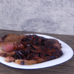 pan-seared sirloin steak with mushroom gravy